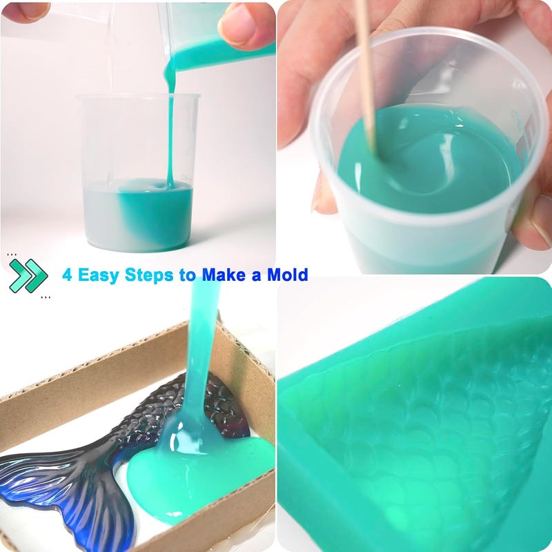 BBDINO Super Elastic Silicone Mold Making Kit 70.56 Oz, Liquid Silicone for Mold Making, Silicon Rubber for Molds Maker 1:1 by Volume Ideal for Casting with Resins | Plaster | Candle | Soap etc. - Image 5